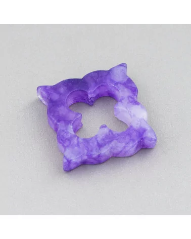 Componente Pendente Cornetto 33mm Senza Foro 2pz Quarzo Viola-COMPONENTI DI PIETRE DURE | Worldofjewel.com