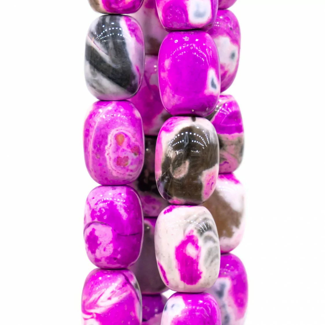 Agata Bicolore Striata Barilotto 13x18mm Nera e Fucsia-AGATA FUCSIA | Worldofjewel.com