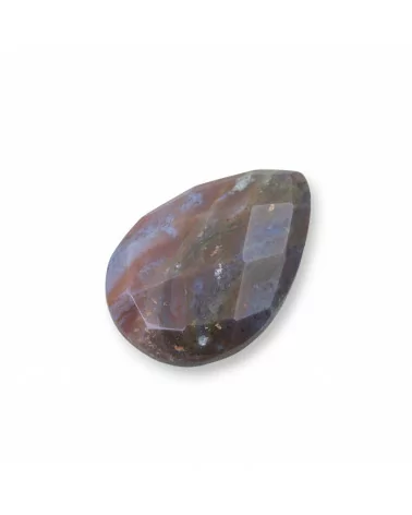 Componente Cabochon Grande Goccia Sfaccettata 20x30mm 1pz Agata Indiana- CABOCHON GRANDI | Worldofjewel.com