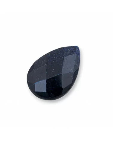 Componente Cabochon Grande Goccia Sfaccettata 20x30mm 1pz Pietra Del Sole Blu Sintetico- CABOCHON GRANDI | Worldofjewel.com