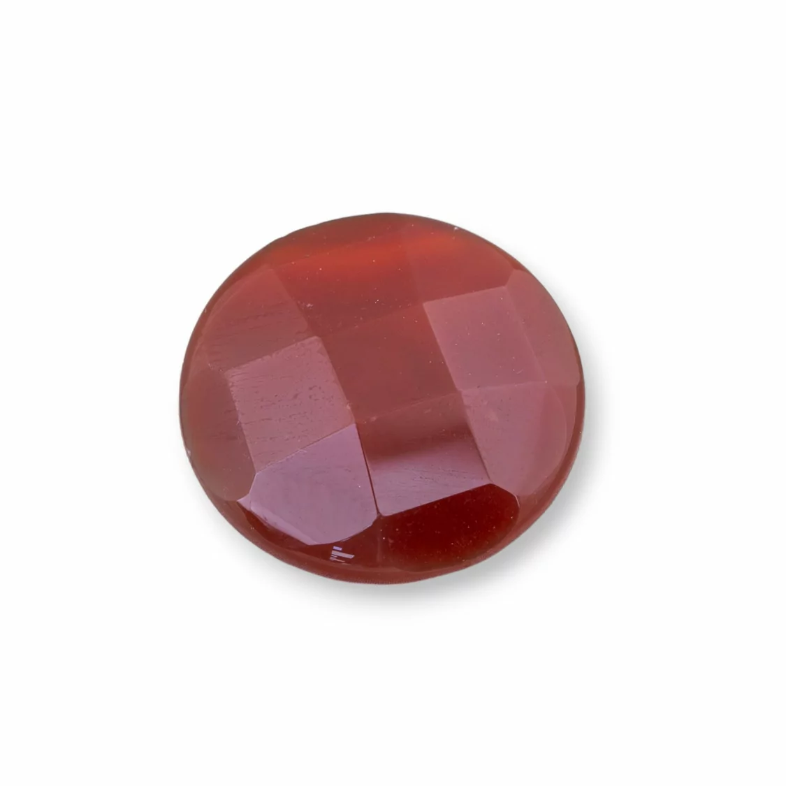 Componente Cabochon Grande Tondo Sfaccettato 30mm 1pz Corniola- CABOCHON GRANDI | Worldofjewel.com