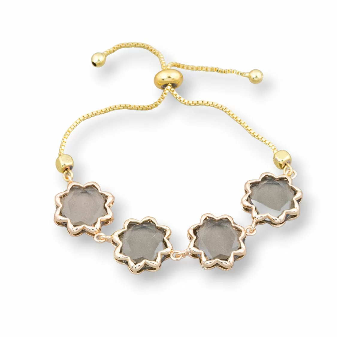 Bracciale Di Bronzo Con Occhio Di Gatto 16mm Incastonato Misura Regolabile Sali-Scendi Fume'-BRACCIALI BRONZO E OCCHIO DI GATTO | Worldofjewel.com