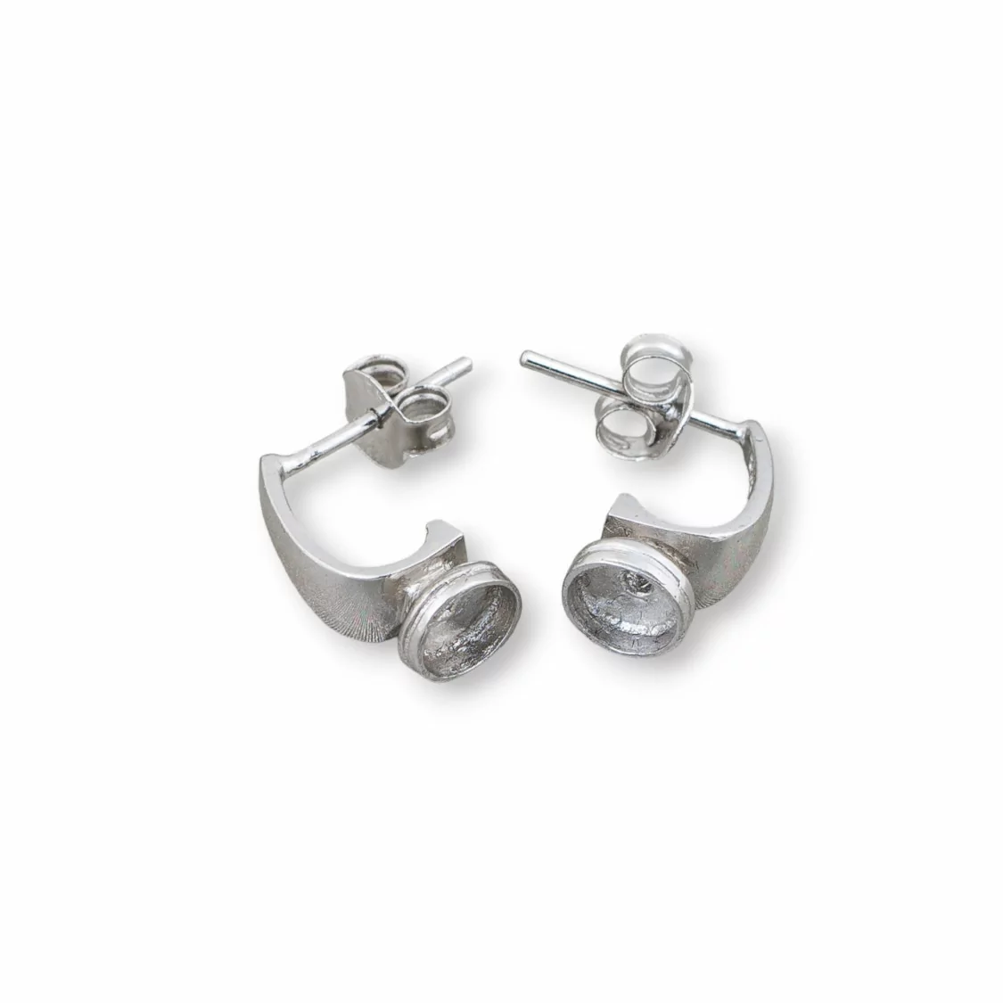 Base Per Orecchini Di Argento 925 Perno Con Coppetta 6x14mm 4 Paia Rodiato-BASI DI ARGENTO 925 | Worldofjewel.com