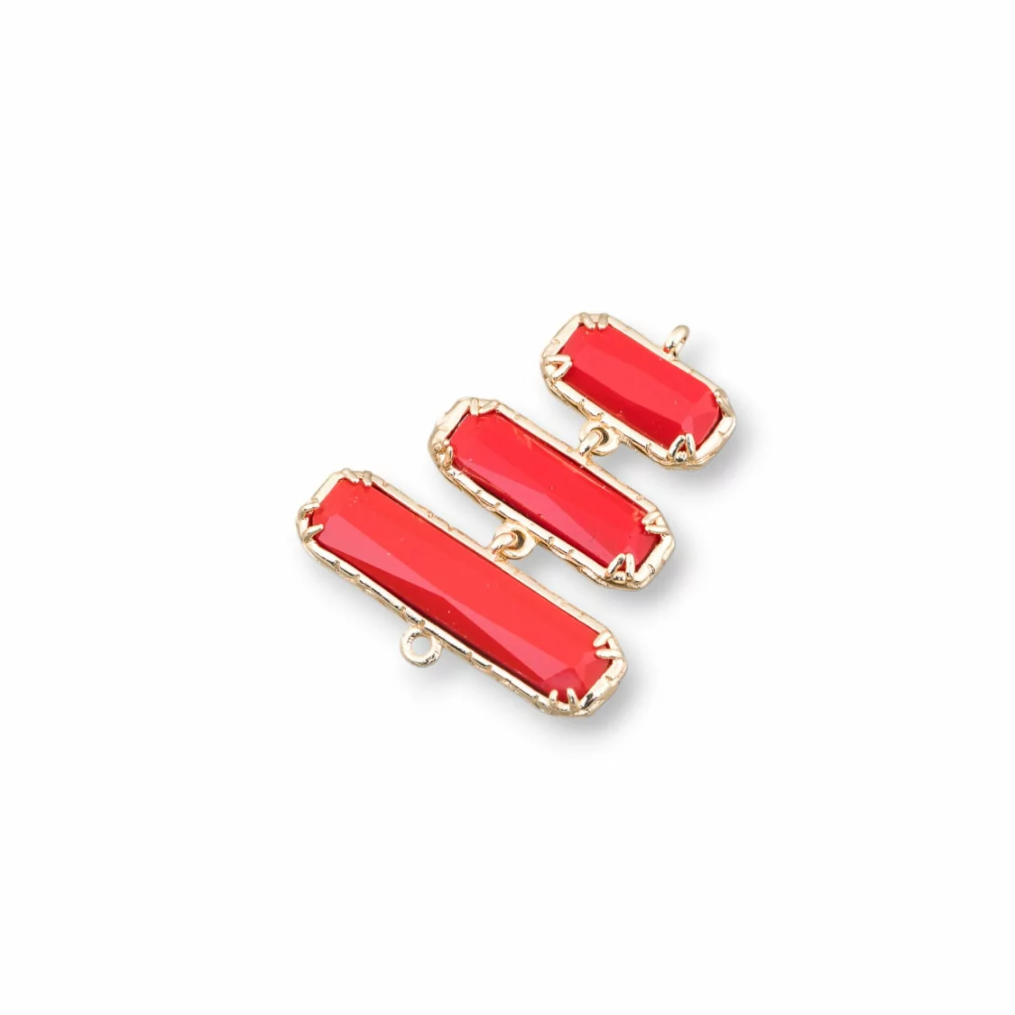 Connettore Componente Cabochon Di Occhio Di Gatto Incastonato 30x36mm 4pz A Scalare Rosso- 3 ELEMENTI | Worldofjewel.com