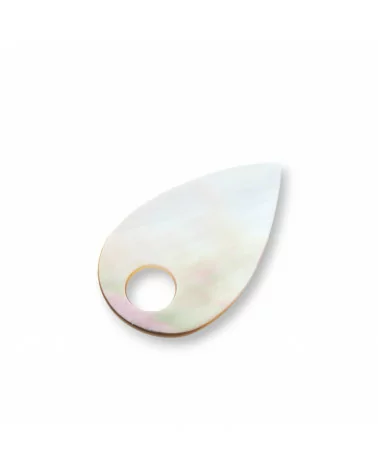 Componente Pendente Di Madreperla Cappuccino MOD52 21x36mm 2pz-CIONDOLI DI PIETRE DURE | Worldofjewel.com