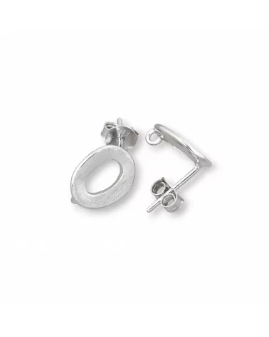 Base Per Orecchini Di Argento 925 A Perno Zero Ondulato 8,5x11mm 4 Paia Rodiato Satinato-BASI DI ARGENTO 925 | Worldofjewel.com