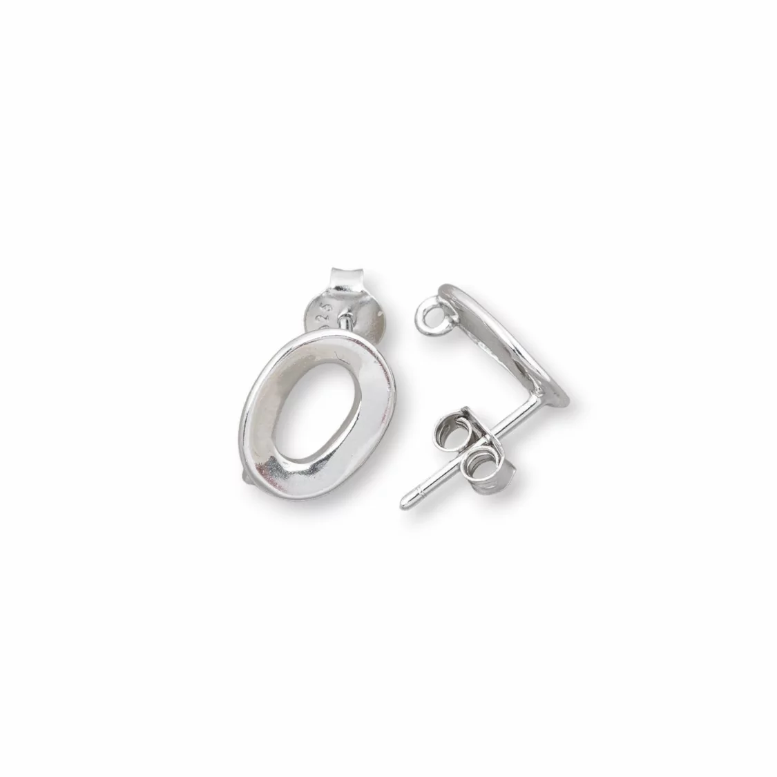 Base Per Orecchini Di Argento 925 A Perno Zero Ondulato 8,5x11mm 4 Paia Rodiato-BASI DI ARGENTO 925 | Worldofjewel.com