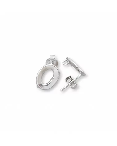 Base Per Orecchini Di Argento 925 A Perno Zero Ondulato 8,5x11mm 4 Paia Rodiato-BASI DI ARGENTO 925 | Worldofjewel.com