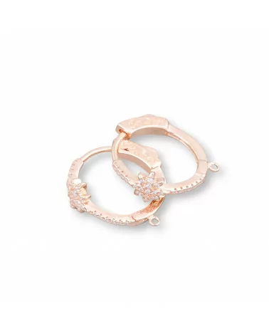 Base Per Orecchini Di Argento 925 Con Zirconi Monachella A Cerchietto 7x18mm 2 Paia Oro Rosa-BASI DI ARGENTO 925 | Worldofjewel.com