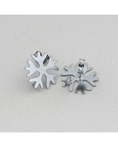 Base Per Orecchini Di Argento 925 Perno A Piastra Fiocco Di Neve 16mm 2 Paia Brunito-BASI DI ARGENTO 925 | Worldofjewel.com