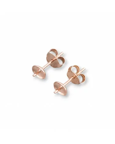 Base Per Orecchini Di Argento 925 Perno Con Coppetta E Farfalla 3mm 20 Paia Oro Rosa-BASI DI ARGENTO 925 | Worldofjewel.com