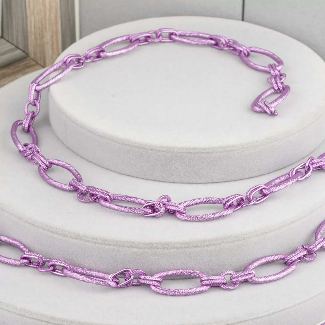 Catena Di Alluminio Ovale Rigato 14x28mm Viola 1 Metro-CATENE DI ALLUMINIO | Worldofjewel.com