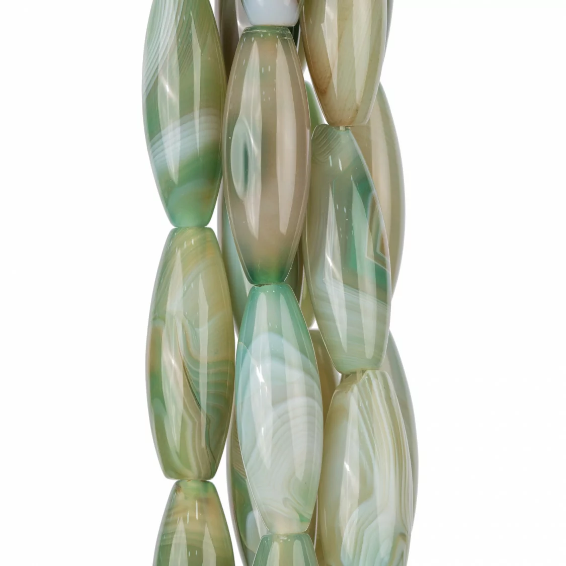 Agata Verde Riso Liscio 14x40mm Verde Chiaro-AGATA VERDE | Worldofjewel.com