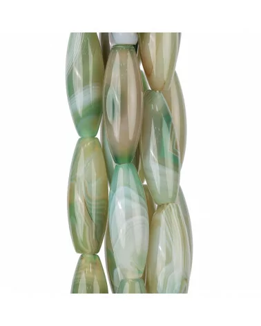 Agata Verde Riso Liscio 14x40mm Verde Chiaro-AGATA VERDE | Worldofjewel.com