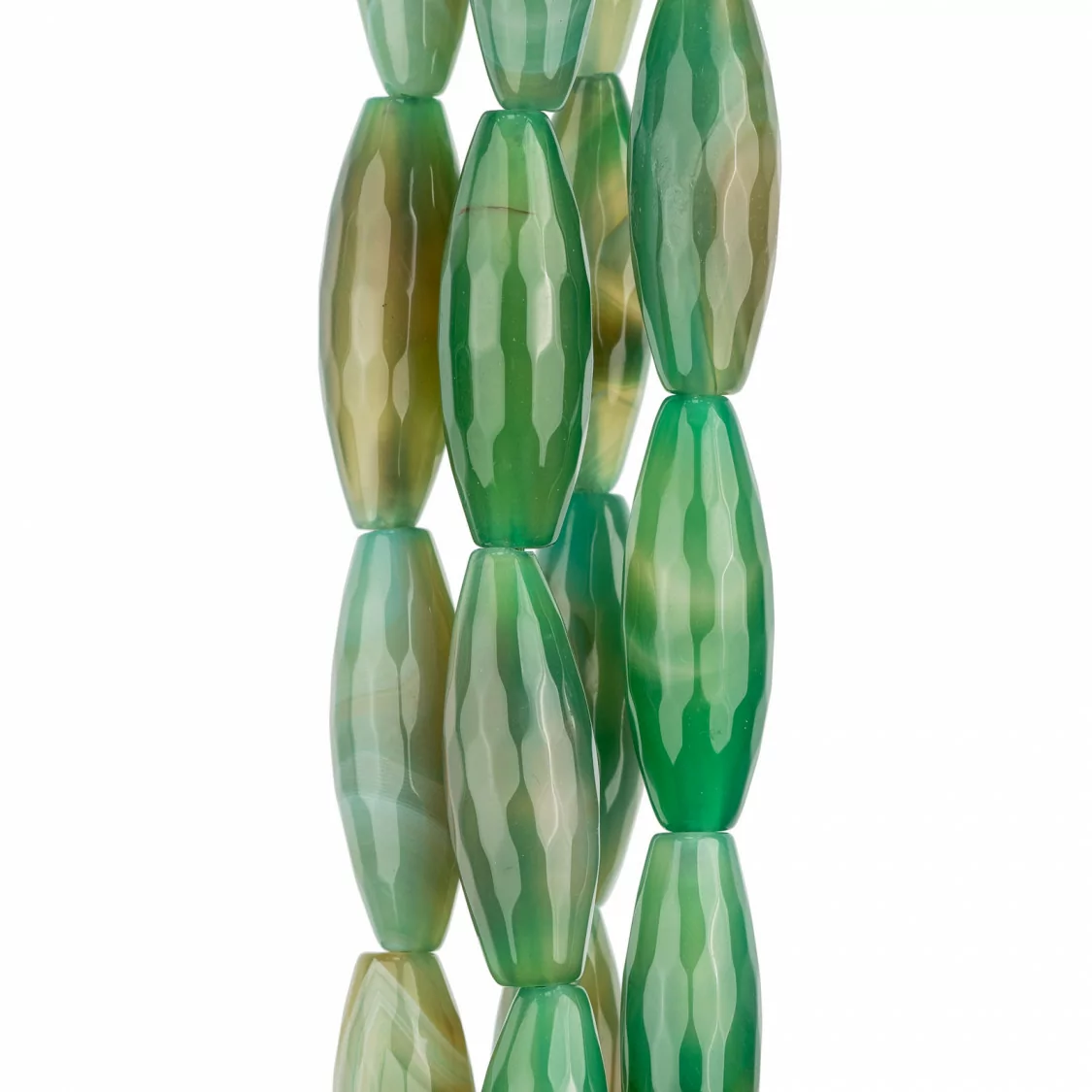 Agata Verde Striata Riso Sfaccettato 15x30mm-AGATA VERDE | Worldofjewel.com