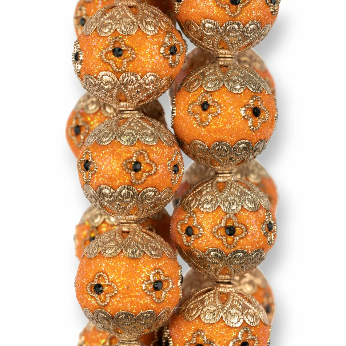 Palline Di Ceramica Stile Barocca 23mm 13pz Dorato Arancio MOD1-PERLINE DI CERAMICA BAROCCA | Worldofjewel.com