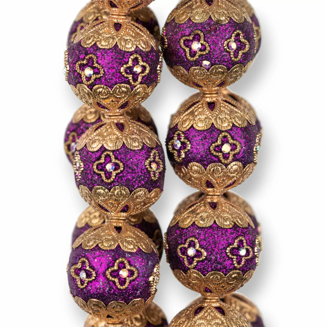 Palline Di Ceramica Stile Barocca 23mm 13pz Dorato Viola MOD1-PERLINE DI CERAMICA BAROCCA | Worldofjewel.com