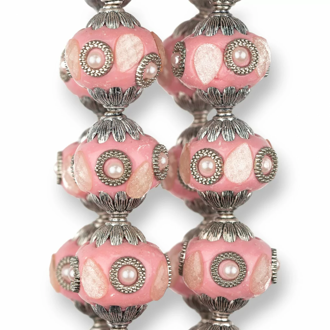 Palline Di Ceramica Stile Barocca 23x25mm 13pz Rodiato Rosa MOD2-PERLINE DI CERAMICA BAROCCA | Worldofjewel.com