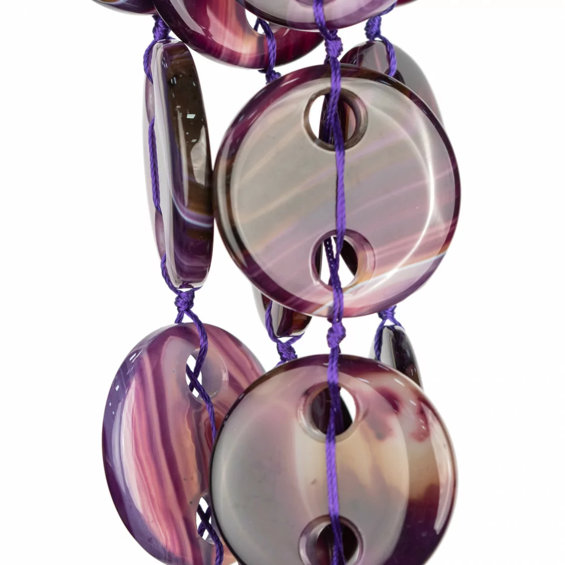 Agata Viola Striata Tondo Piatto Liscio Senza Foro Passante 45mm 8pz-AGATA VIOLA | Worldofjewel.com