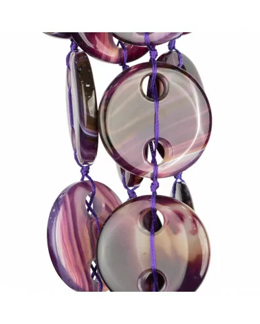 Agata Viola Striata Tondo Piatto Liscio Senza Foro Passante 45mm 8pz-AGATA VIOLA | Worldofjewel.com