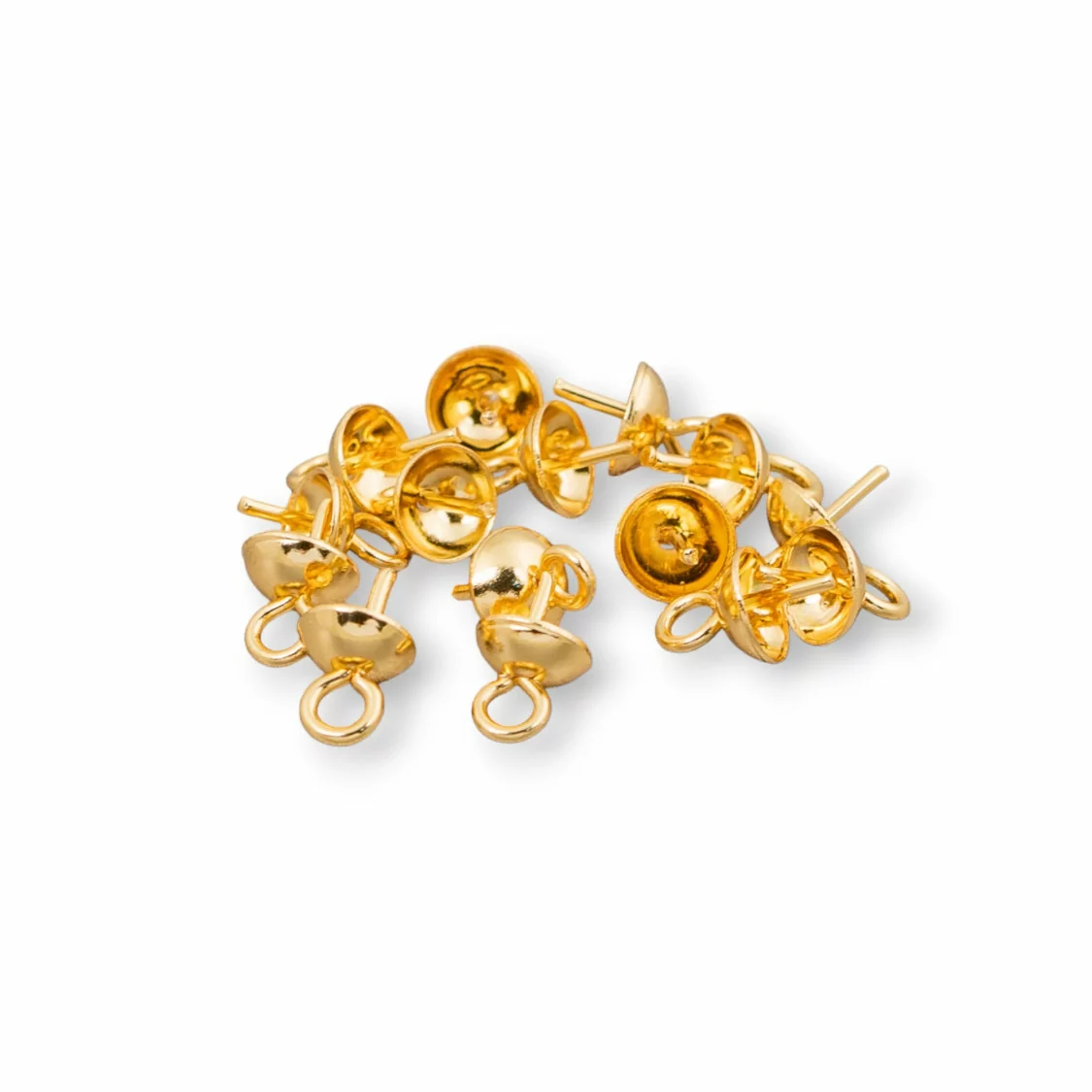 Coppetta Terminale Per Pendenti Di Acciaio Con Anellino 6mm 130pz Circa Placcato Oro-PERNO A COPPETTA | Worldofjewel.com