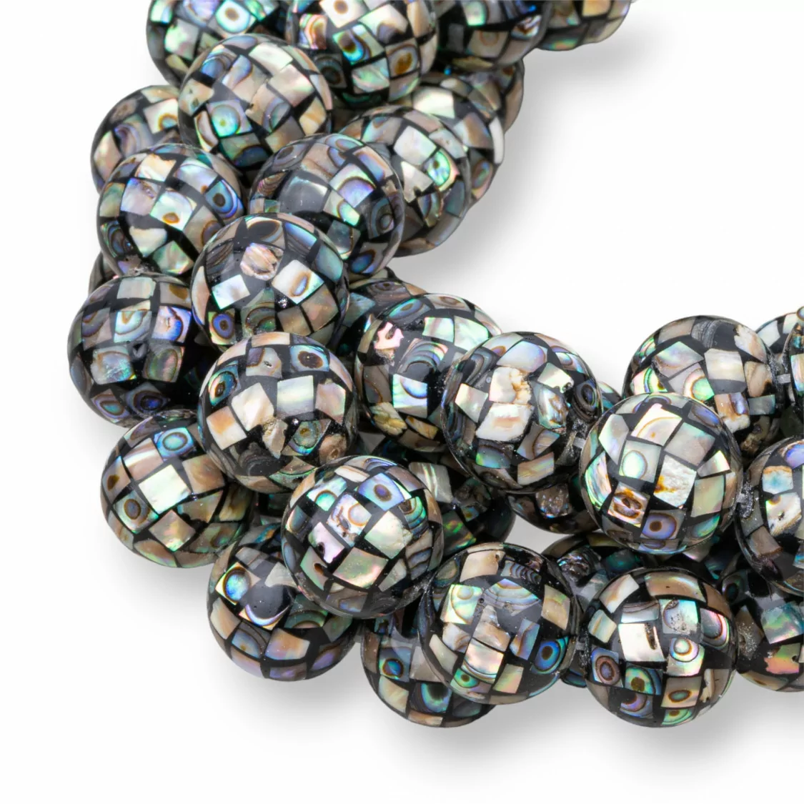 Madreperla Mosaico Nero Abalone Tondo Liscio 12mm-MADREPERLE MOSAICO | Worldofjewel.com