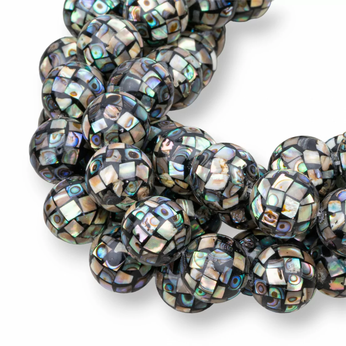 Madreperla Mosaico Nero Abalone Tondo Liscio 16mm-MADREPERLE MOSAICO | Worldofjewel.com