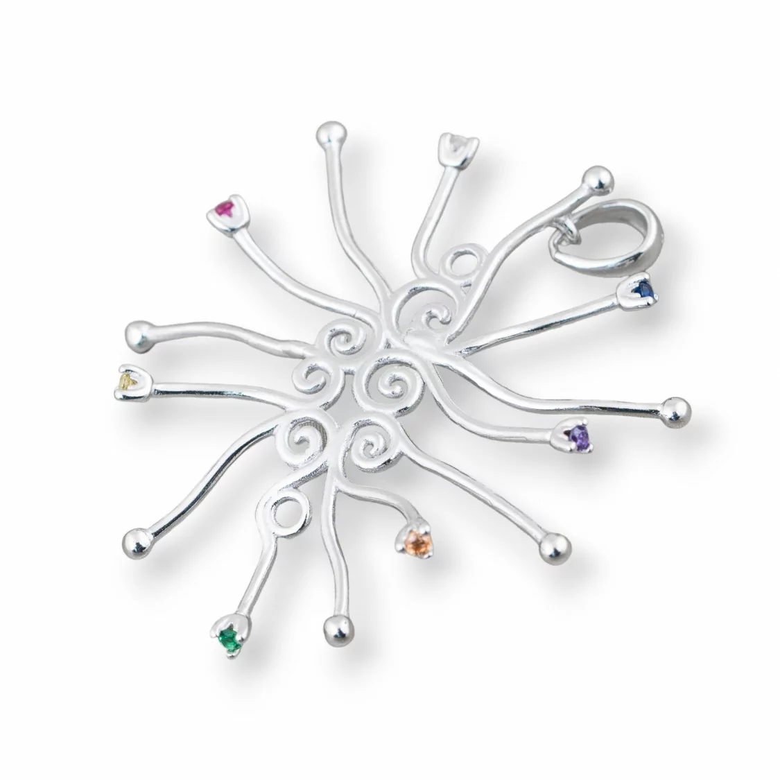 Pendente Di Argento 925 Con Rami Per Incastonare 38mm 2pz Rodiato Multicolor-PENDENTI E CHARMS | Worldofjewel.com