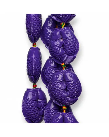 Perline Di Resina A Filo Doppi Pesci 24mm 13pz Viola-RESINA A FILO | Worldofjewel.com