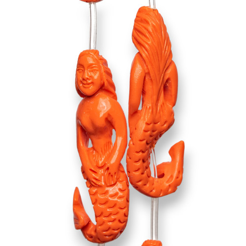 Perline Di Resina A Filo Sirena 18x54mm 6pz Arancio