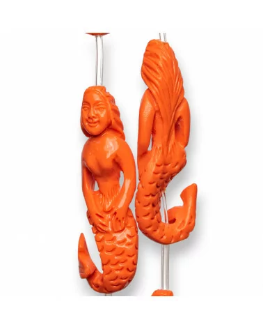 Perline Di Resina A Filo Sirena 18x54mm 6pz Arancio-RESINA A FILO | Worldofjewel.com