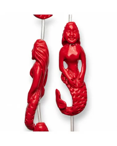 Perline Di Resina A Filo Sirena 18x54mm 6pz Rosso-RESINA A FILO | Worldofjewel.com