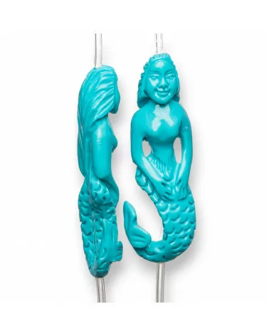 Perline Di Resina A Filo Sirena 18x54mm 6pz Turchese-RESINA A FILO | Worldofjewel.com