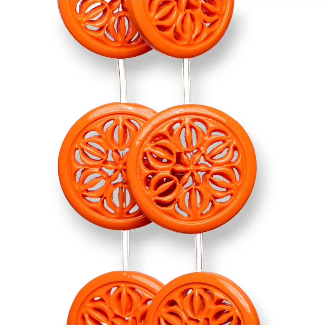 Perline Di Resina A Filo Tondo Piatto Forato 30mm 10pz Arancio-RESINA A FILO | Worldofjewel.com