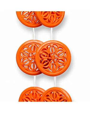 Perline Di Resina A Filo Tondo Piatto Forato 30mm 10pz Arancio-RESINA A FILO | Worldofjewel.com