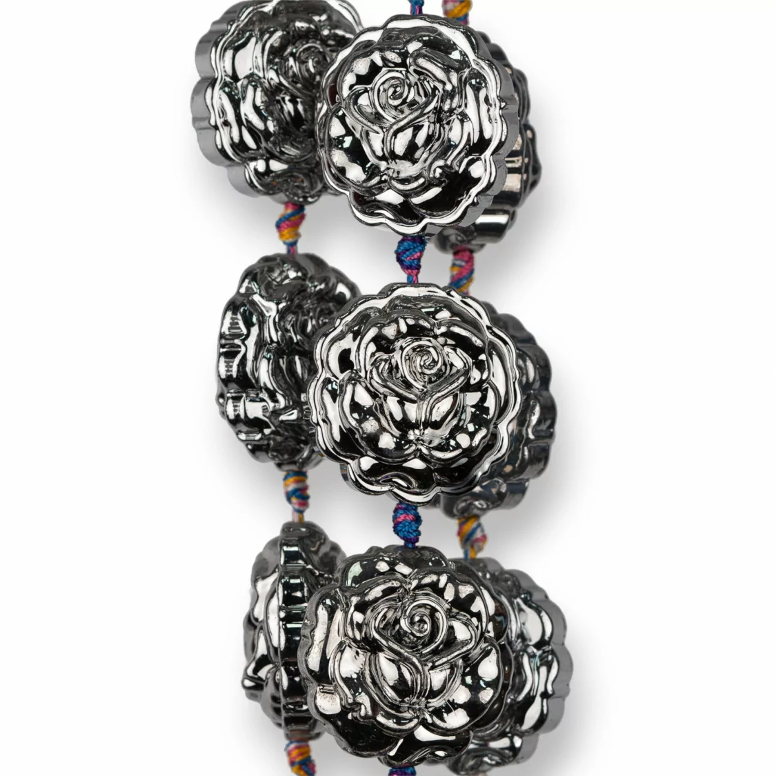 Rose di Cristallo Smaltato 24mm 15pz - Argentato-CRISTALLI A FILO | Worldofjewel.com