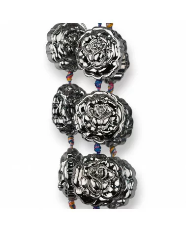 Rose di Cristallo Smaltato 24mm 15pz - Argentato-CRISTALLI A FILO | Worldofjewel.com