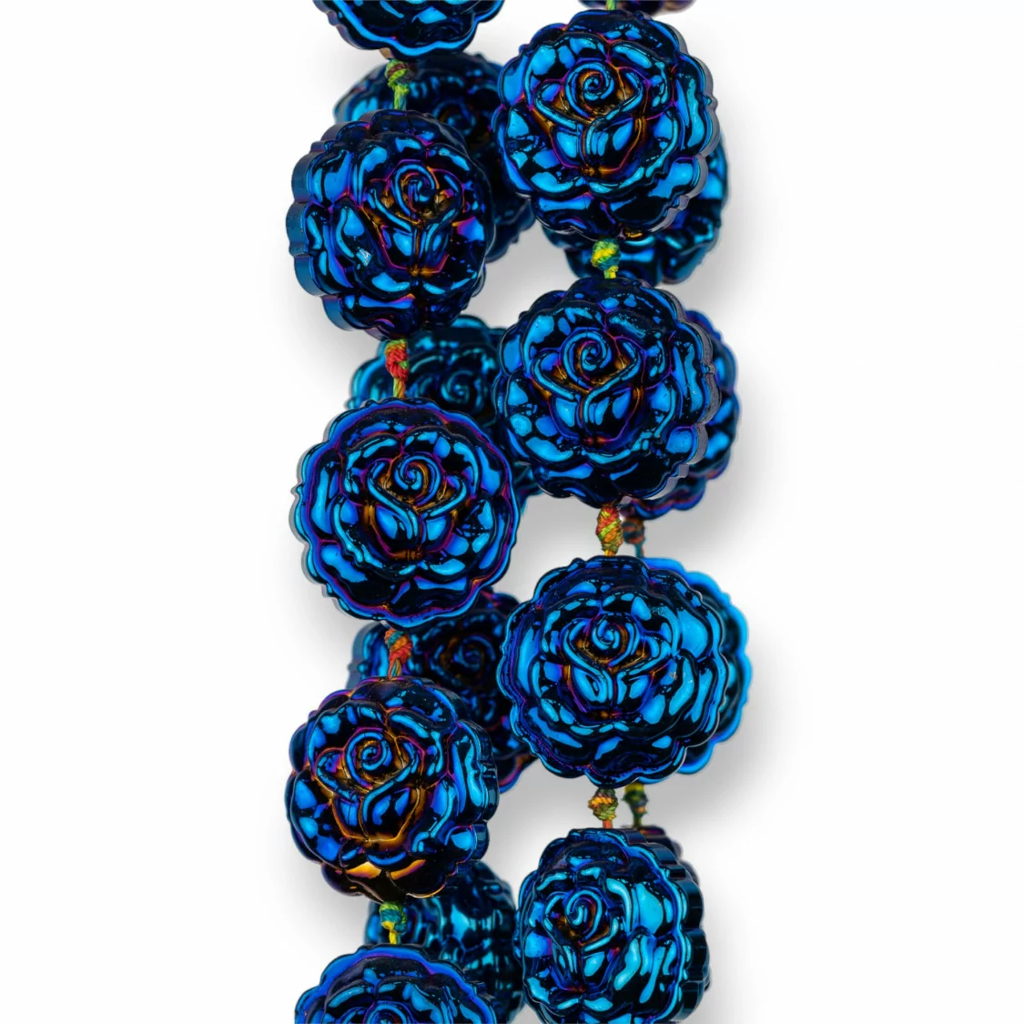 Rose di Cristallo Smaltato 24mm 15pz - Blu-CRISTALLI A FILO | Worldofjewel.com