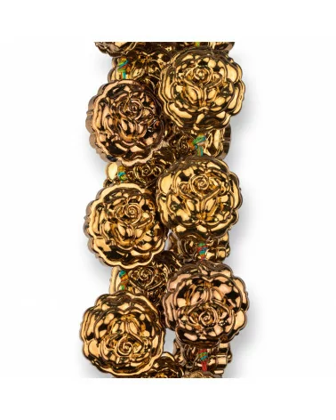 Rose di Cristallo Smaltato 24mm 15pz - Oro-CRISTALLI A FILO | Worldofjewel.com