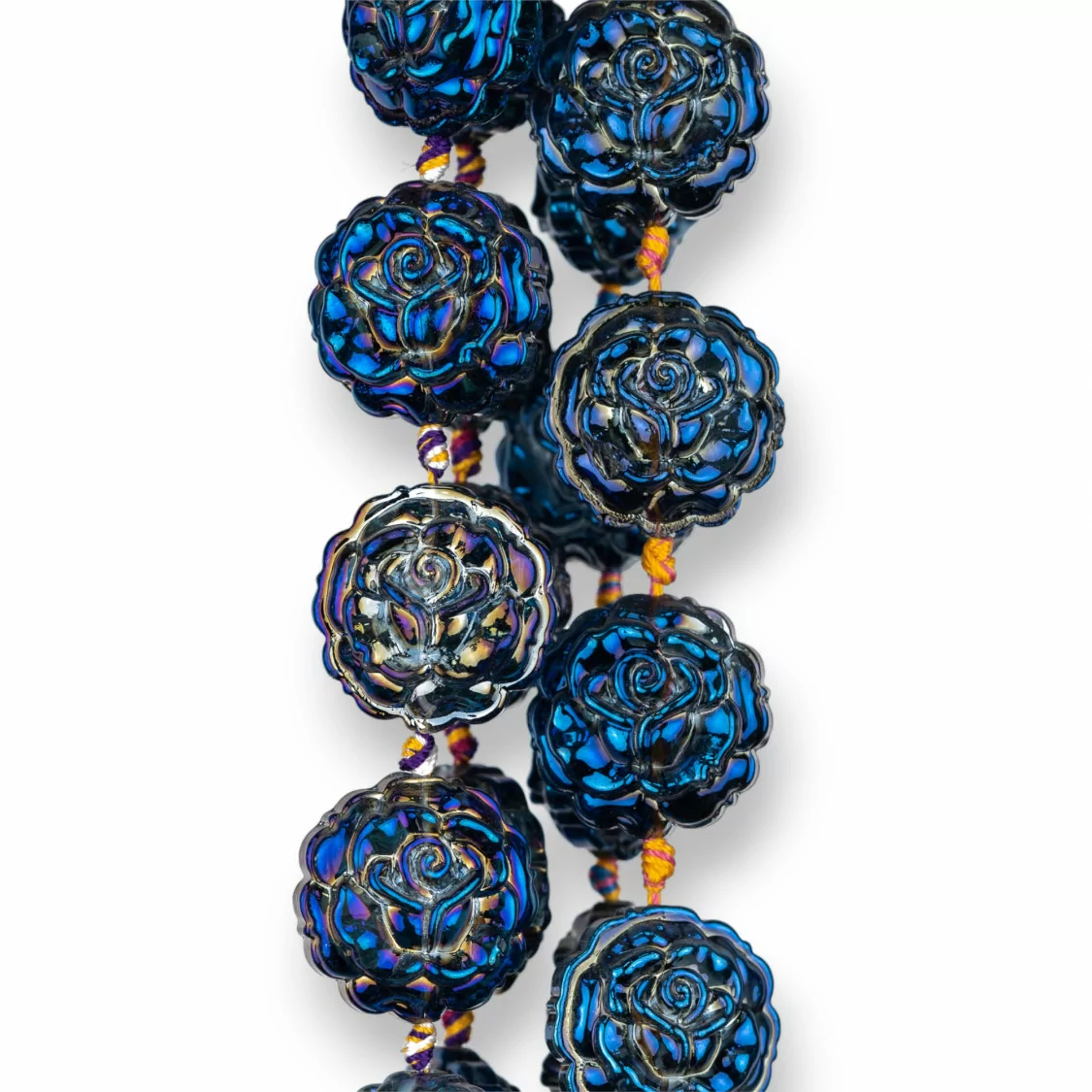 Rose di Cristallo Smaltato 24mm 15pz Blu Boreale-CRISTALLI A FILO | Worldofjewel.com