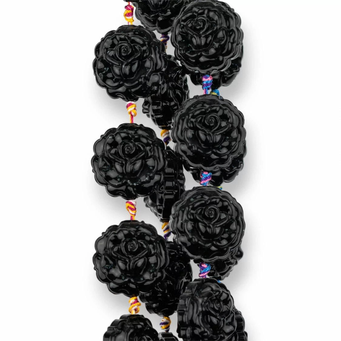 Rose di Cristallo Smaltato 24mm 15pz Nero-CRISTALLI A FILO | Worldofjewel.com