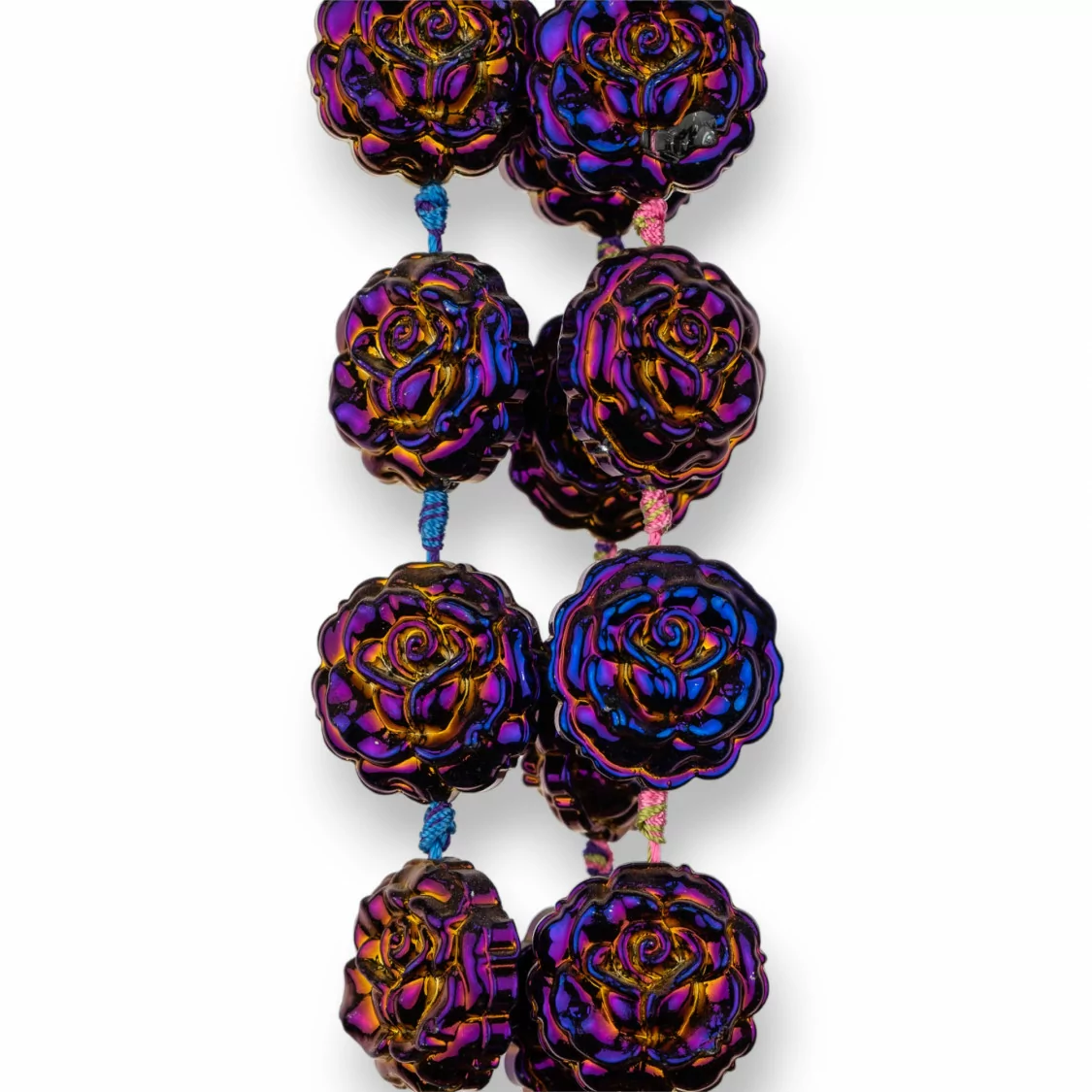 Rose di Cristallo Smaltato 24mm 15pz Peacock-CRISTALLI A FILO | Worldofjewel.com