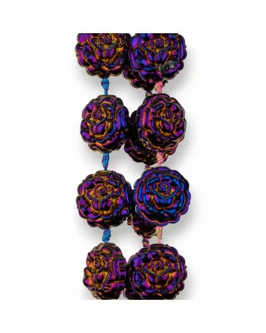 Rose di Cristallo Smaltato 24mm 15pz Peacock-CRISTALLI A FILO | Worldofjewel.com