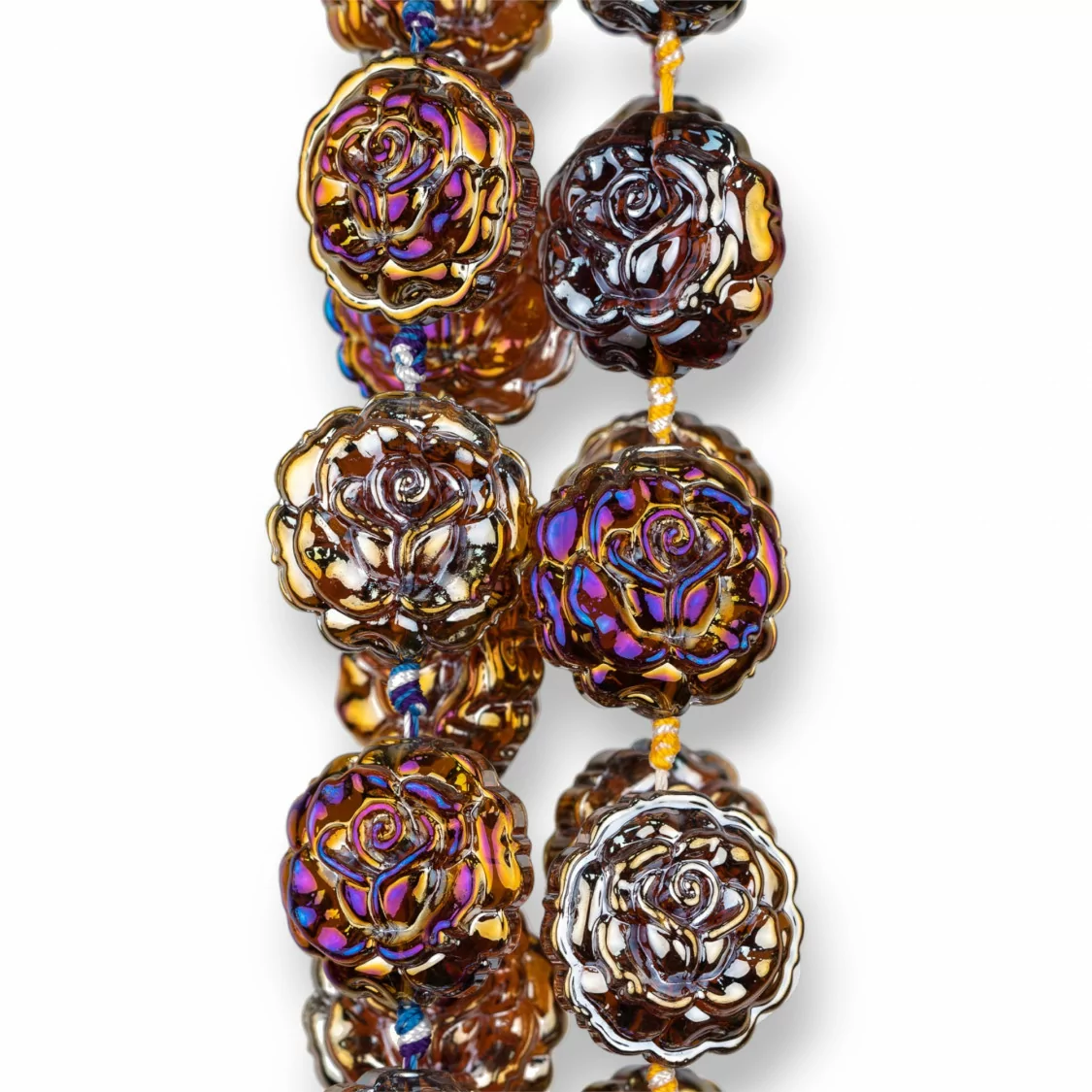 Rose di Cristallo Smaltato 24mm 15pz Viola Boreale-CRISTALLI A FILO | Worldofjewel.com