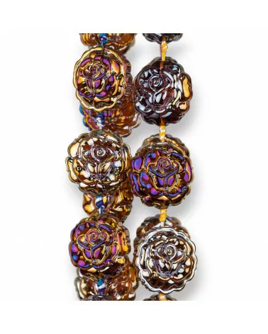 Rose di Cristallo Smaltato 24mm 15pz Viola Boreale-CRISTALLI A FILO | Worldofjewel.com