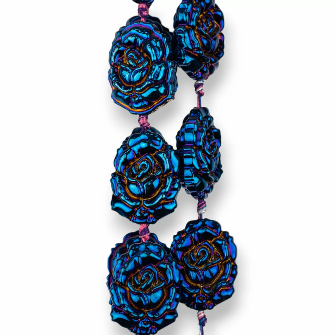 Rose di Cristallo Smaltato 24x32mm 11pz Blu-CRISTALLI A FILO | Worldofjewel.com