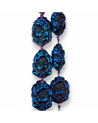 Rose di Cristallo Smaltato 24x32mm 11pz Blu-CRISTALLI A FILO | Worldofjewel.com