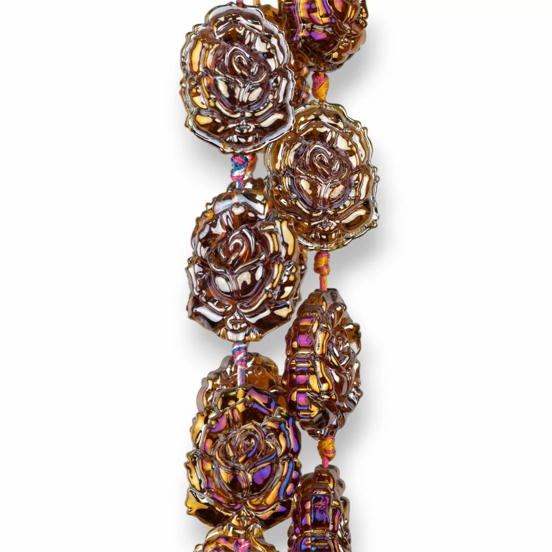 Rose di Cristallo Smaltato 24x32mm 11pz Viola Trasparente-CRISTALLI A FILO | Worldofjewel.com