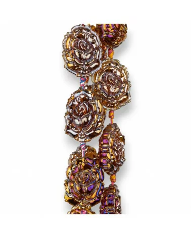 Rose di Cristallo Smaltato 24x32mm 11pz Viola Trasparente-CRISTALLI A FILO | Worldofjewel.com