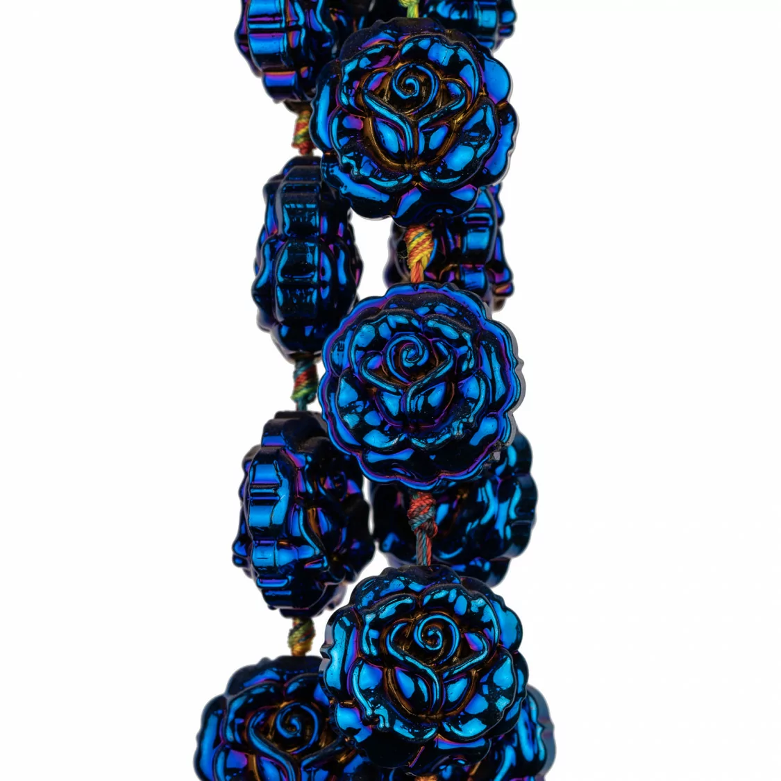 Rose di Cristallo Smaltato 28mm 12pz Blu-CRISTALLI A FILO | Worldofjewel.com